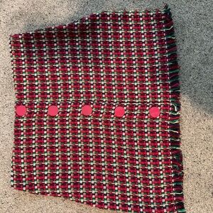 Zara Red and Green Tweed Mini Skirt